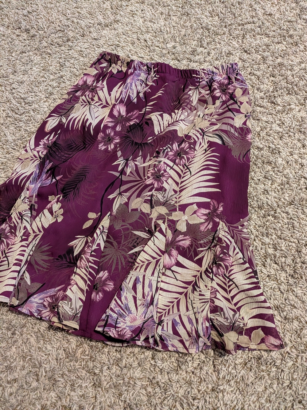 TanJay Purple Floral A-Line Skirt